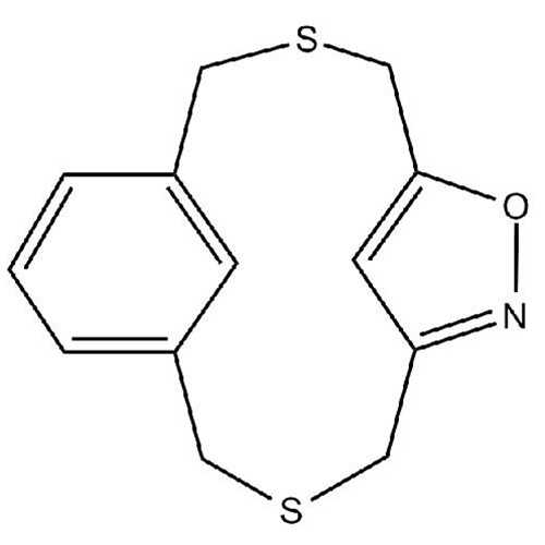 [3.3]Dithia(3,5)isoxazolo(1,3)metacyclophane (6-Oxa-3,10-dithia-7-azatricyclo[10.3.1.1^(5,8)]heptadeca-1(16),5(17),7,12,14-pentaene)